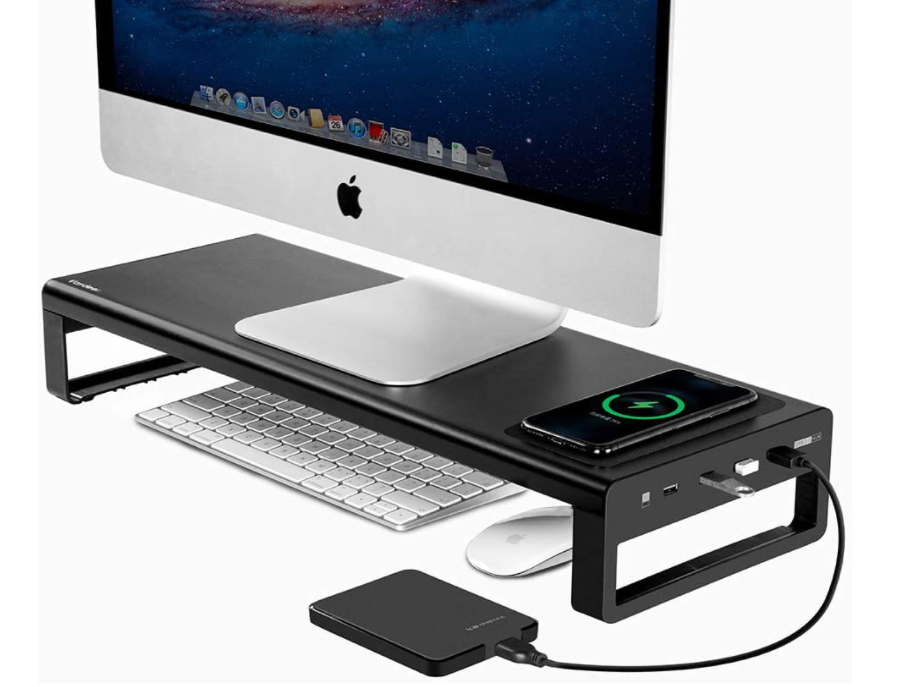 Vaydeer USB 3.0 Wireless Charging Aluminum Monitor Stand product photo