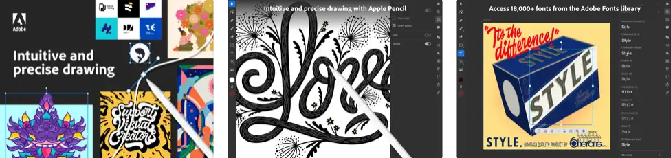 Adobe Illustrator app for iPad screenshots