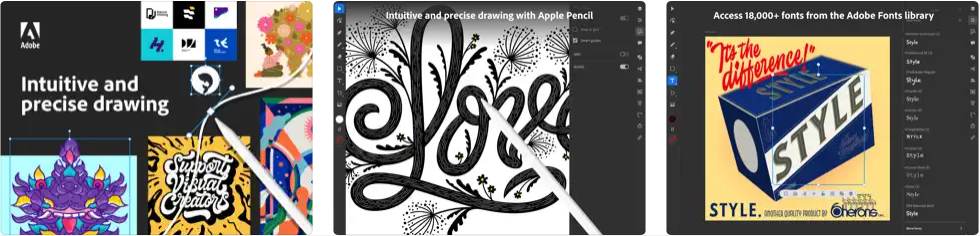 Capturas de pantalla de la app Adobe Illustrator: Vector Art para iPad