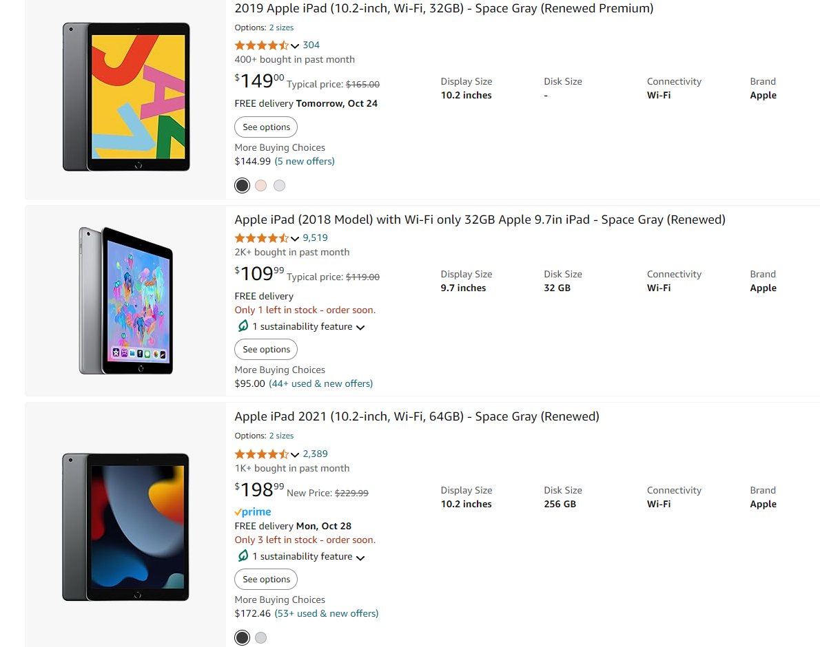 Amazon Renewed refurbished iPads