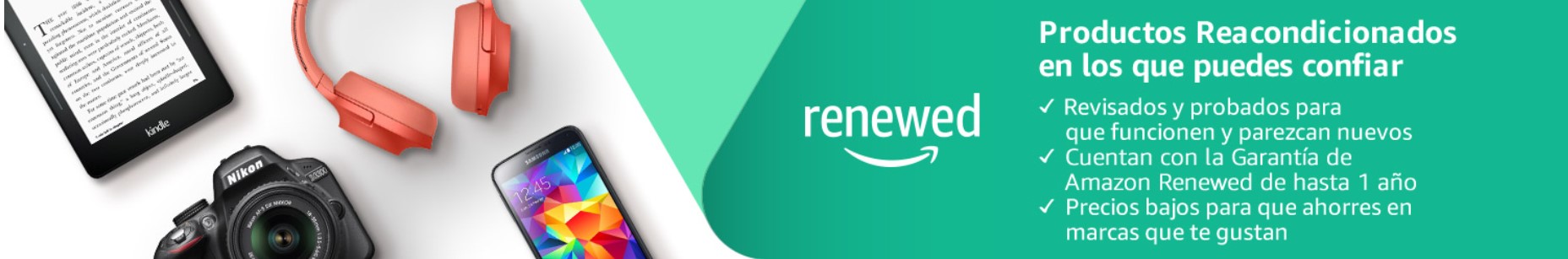 Banner de productos reacondicionados de Amazon Renewed