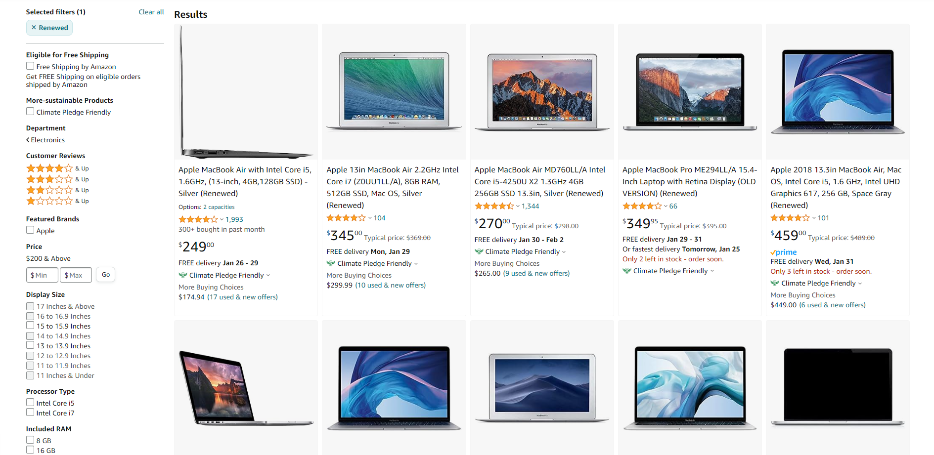 Refurbished MacBooks on Amazon Renewed