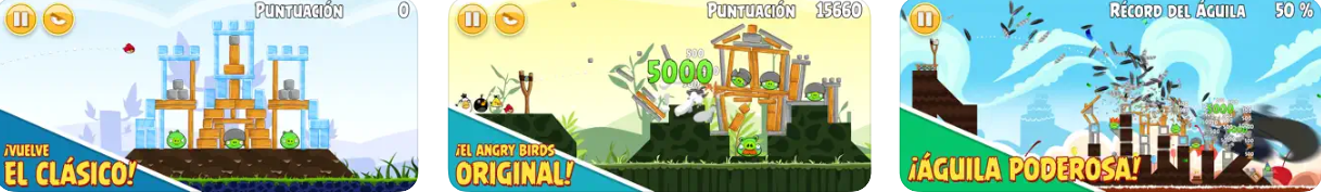 Capturas de pantalla de Angry Birds en iPhone