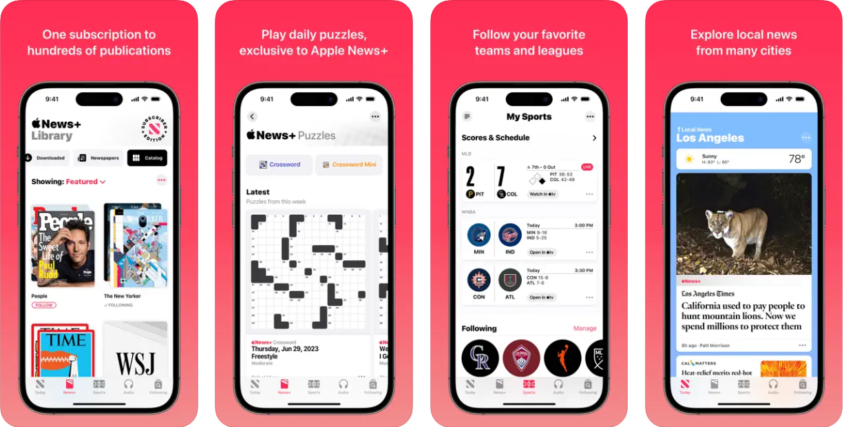 Apple News app screenshots