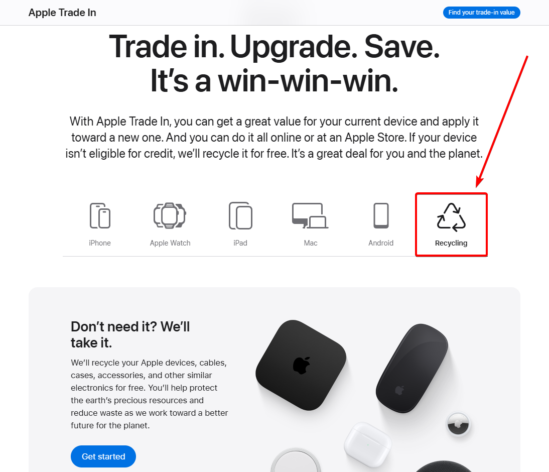 Recycling with Apple Trade In screenshot