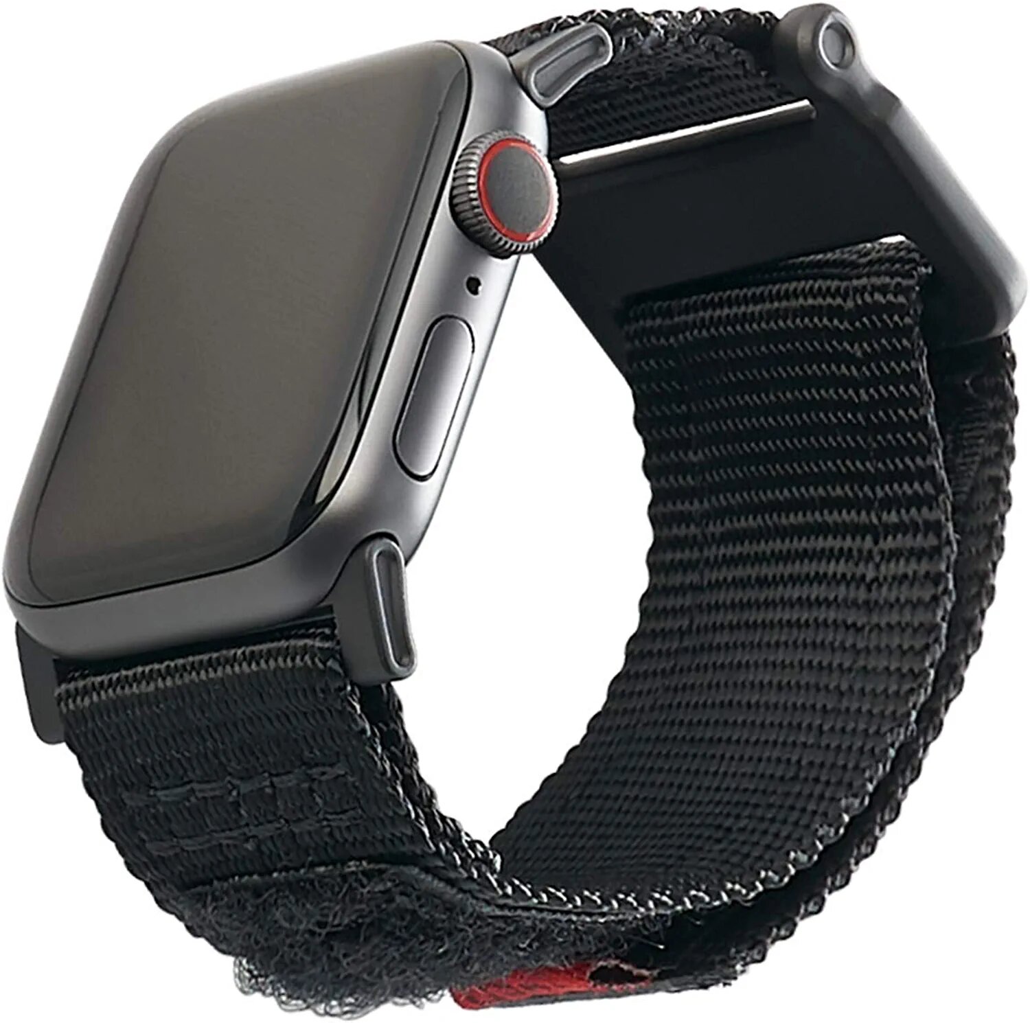 Black and red Urban Armor Gear Strap for the Apple Watch