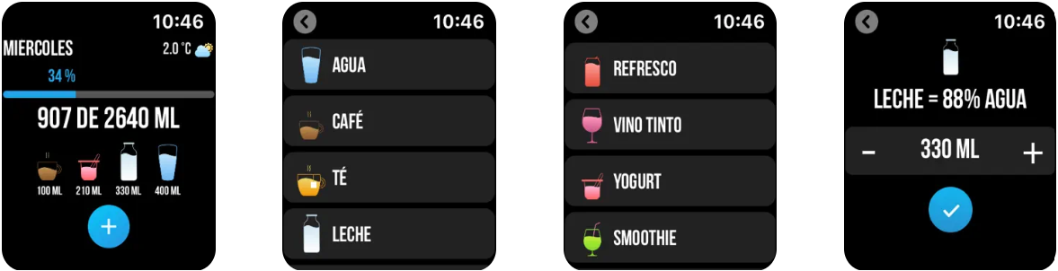 Aqua Reminder Apple Watch app capturas de pantalla
