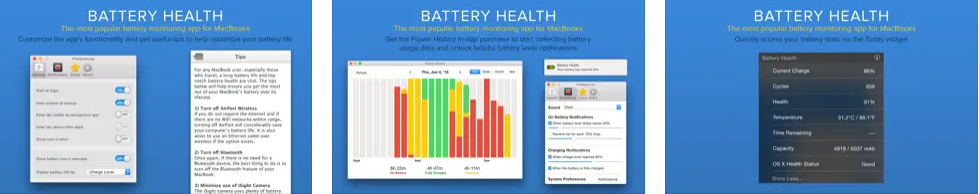 Battery Health screenshots on Mac