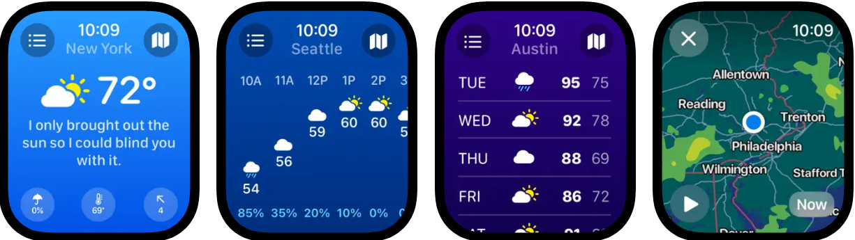 CARROT Weather Apple Watch app screenshots
