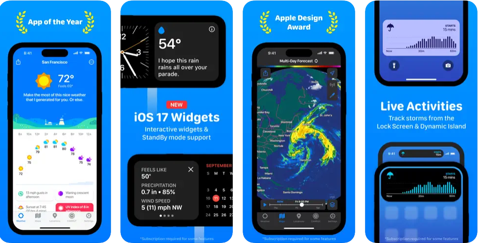 CARROT Weather app screenshots