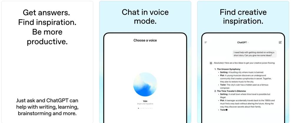 ChatGPT app for iPad screenshots