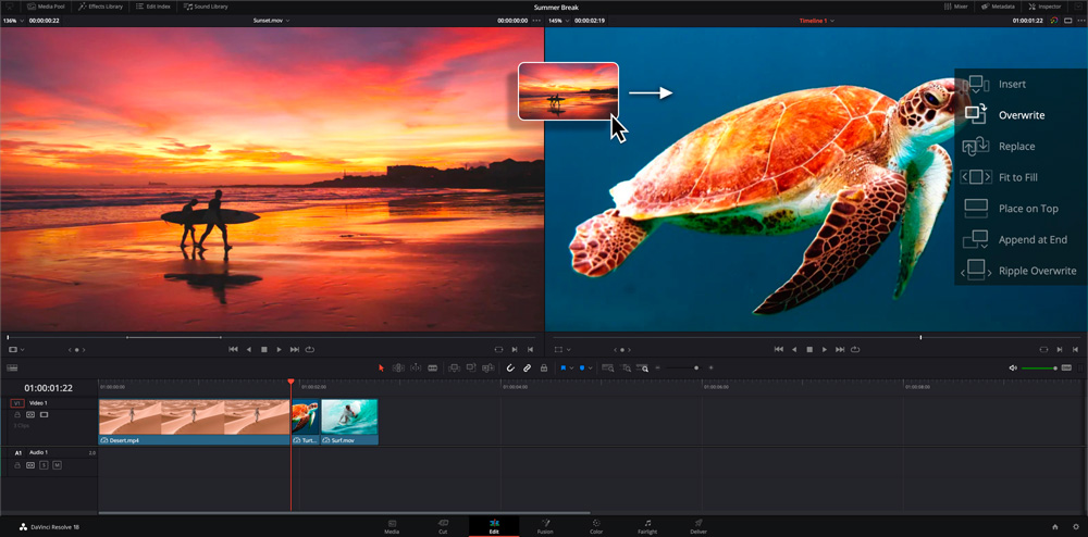 Captura de pantalla de DaVinci Resolve