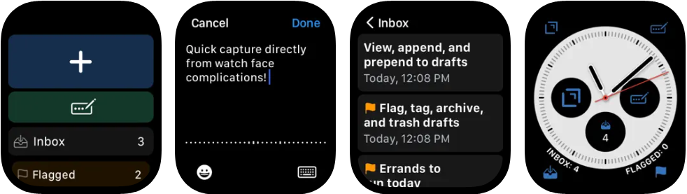 Drafts Apple Watch app screenshots