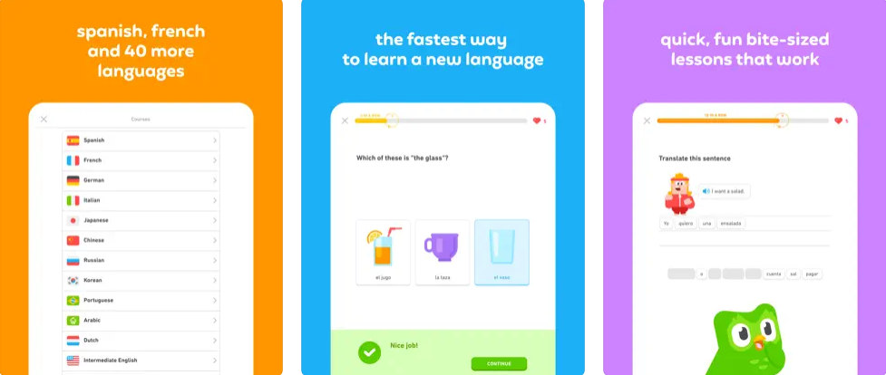 Duolingo app for iPad screenshots