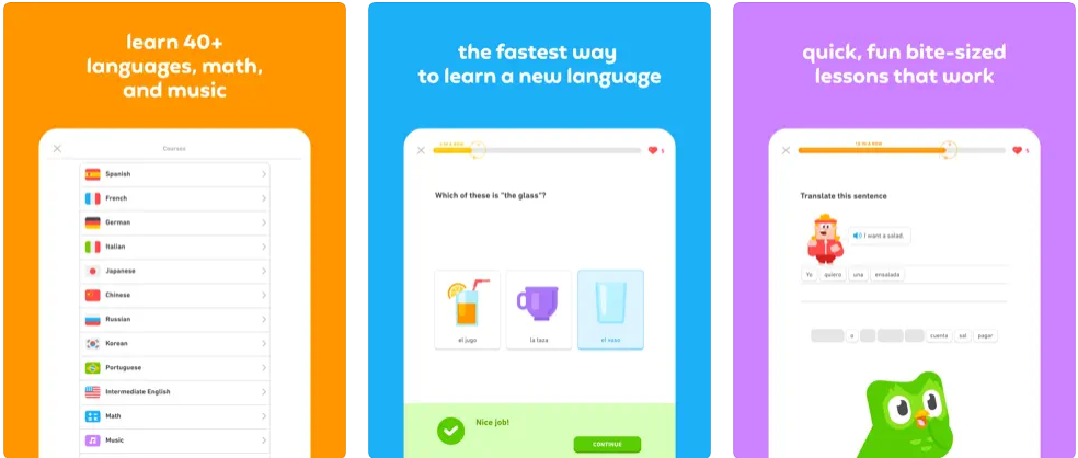 Duolingo app for iPad screenshots