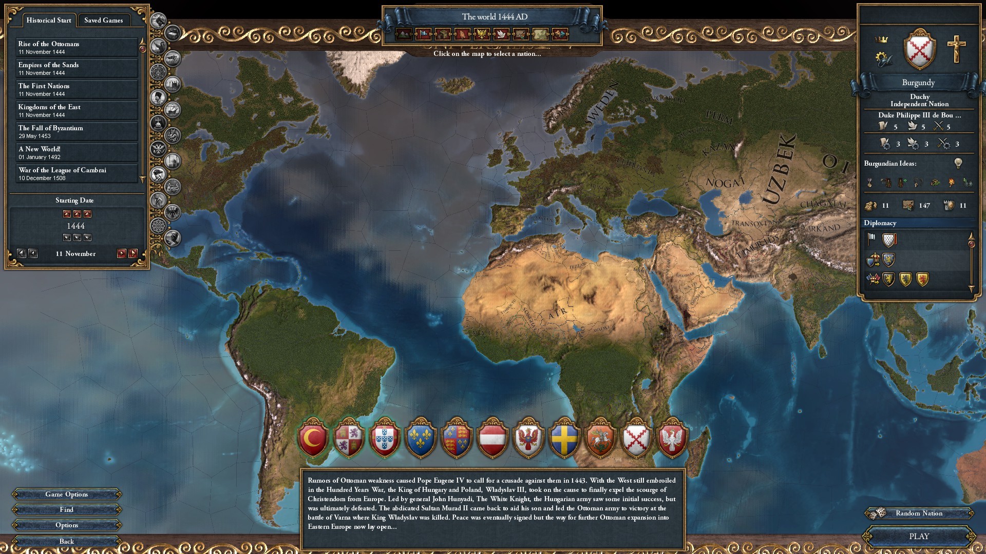 Captura de pantalla del juego Europa Universalis IV para Mac