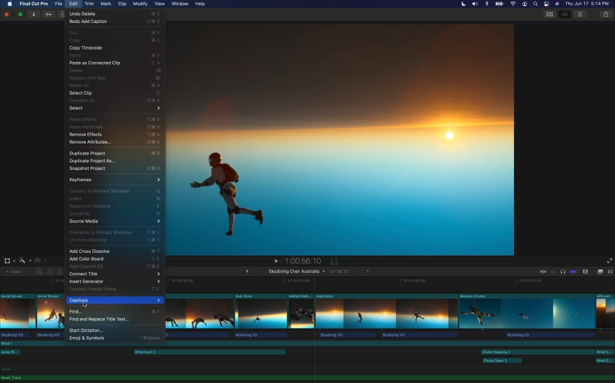 Captura de pantalla de Final Cut Pro