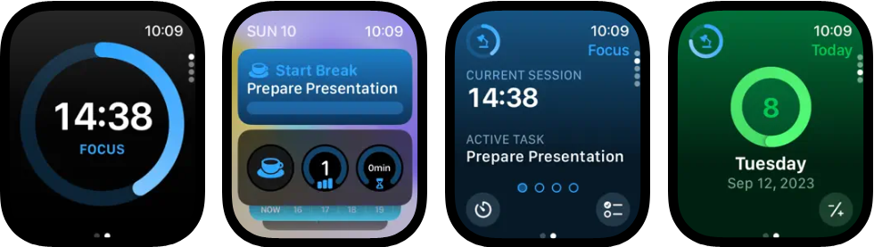 Focus Apple Watch app capturas de pantalla