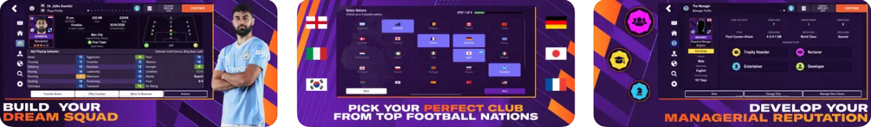 Capturas de pantalla de Football Manager 2024 Mobile en iPhone