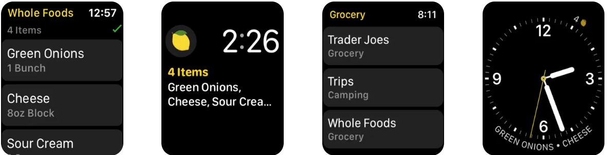 Grocery Apple Watch app screenshots