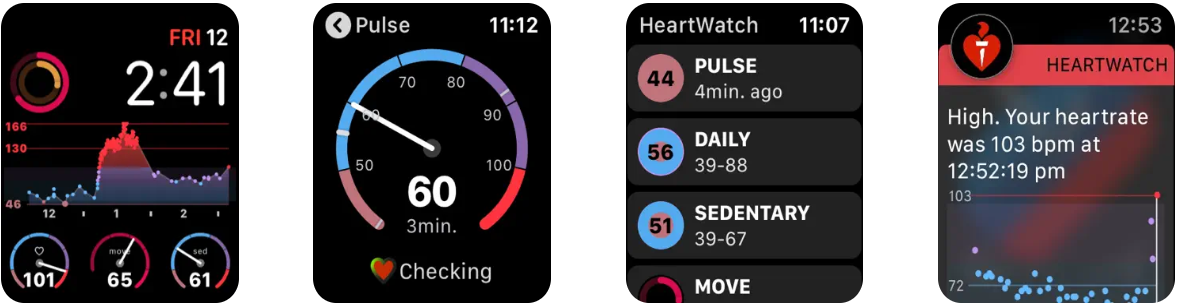 HeartWatch app Apple Watch complications screenshots
