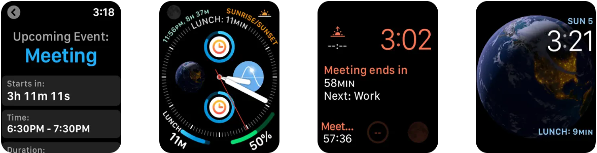 Captura de pantalla de la app How Long Left en Apple Watch con complicaciones