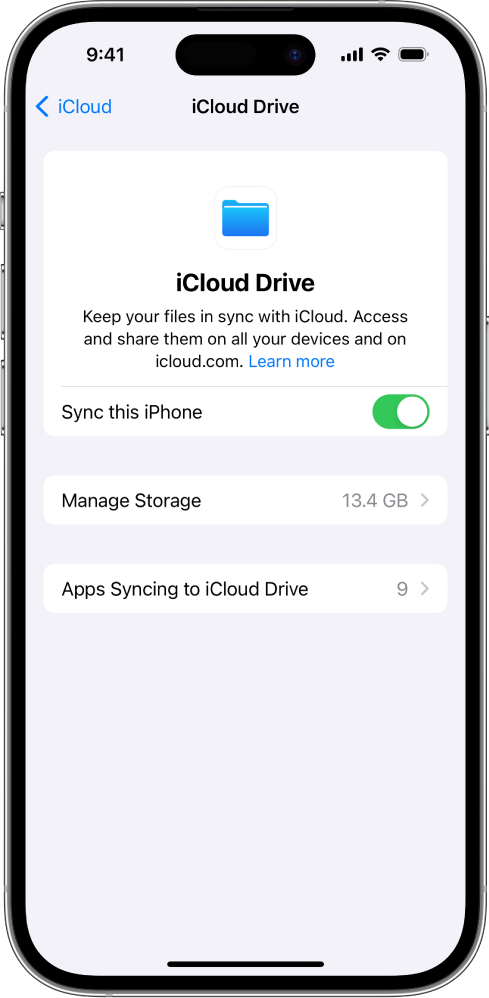 Sincronizando iPhone con iCloud Drive