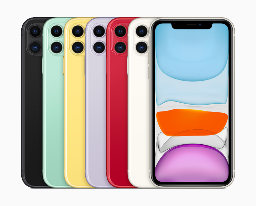 Colores del iPhone 11 (parte trasera y delantera)