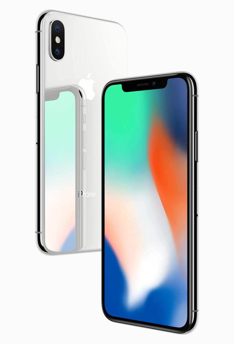 White iPhone X front and back side to side