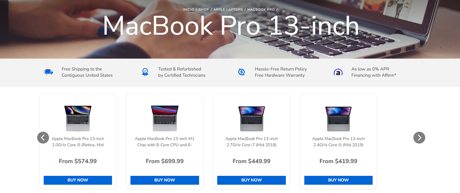 Refurbished MacBook Pro 13-inch models on Mac of All Trades