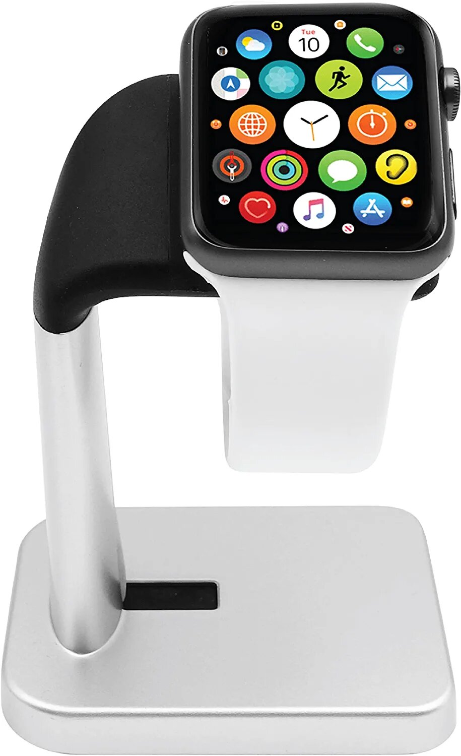 Macally silver Apple Watch charging stand