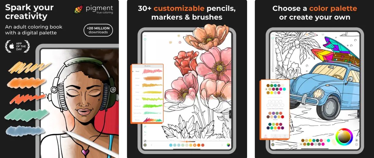 Pigment app for iPad screenshots
