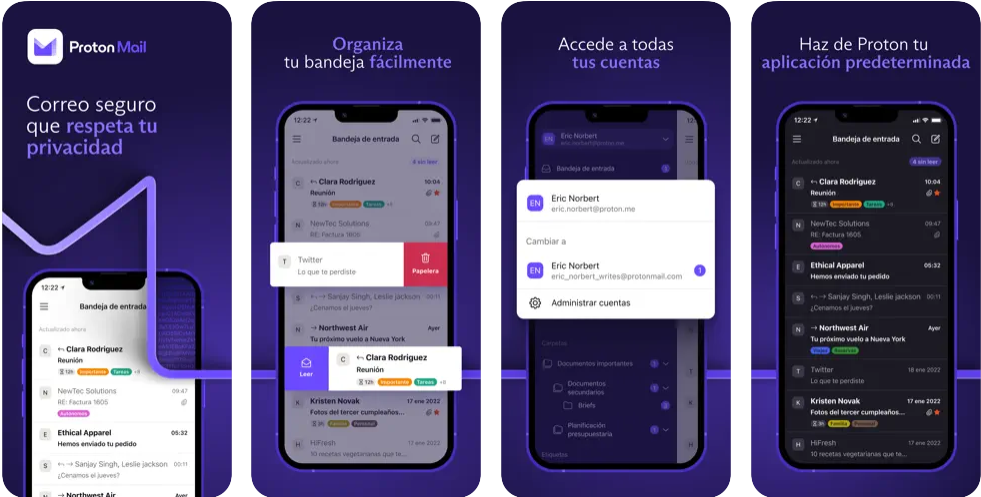 Aplicación Proton Mail en el iPhone