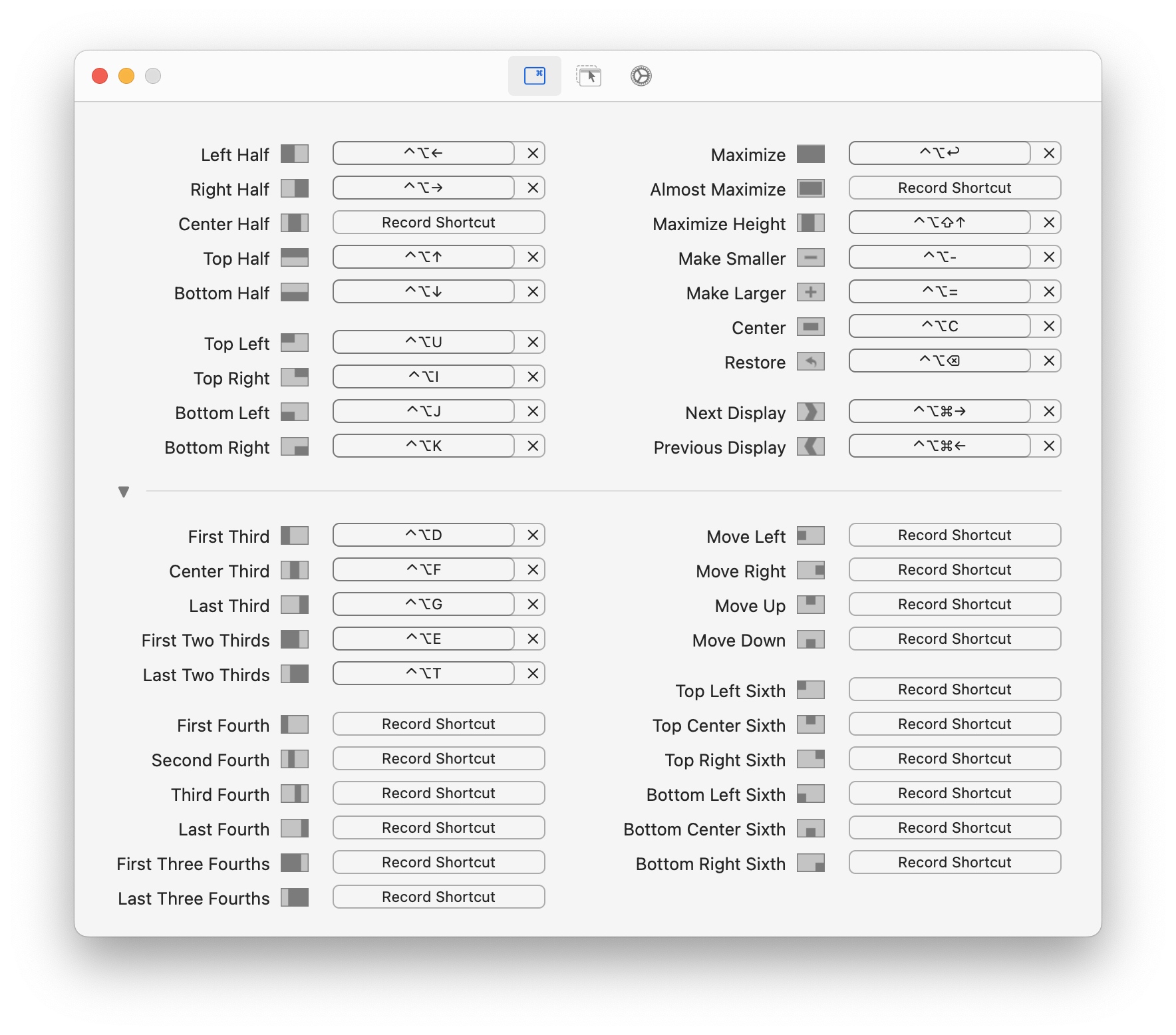 Captura de pantalla de Rectangle para Mac 