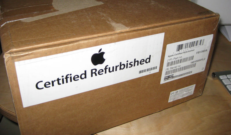 Certified refurbished Apple product in a box