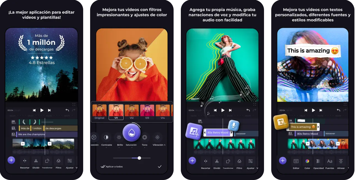 Capturas de pantalla de la aplicación Renderforest para iPhone