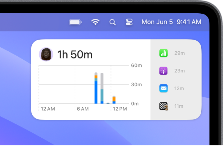 Screen Time widget on Mac