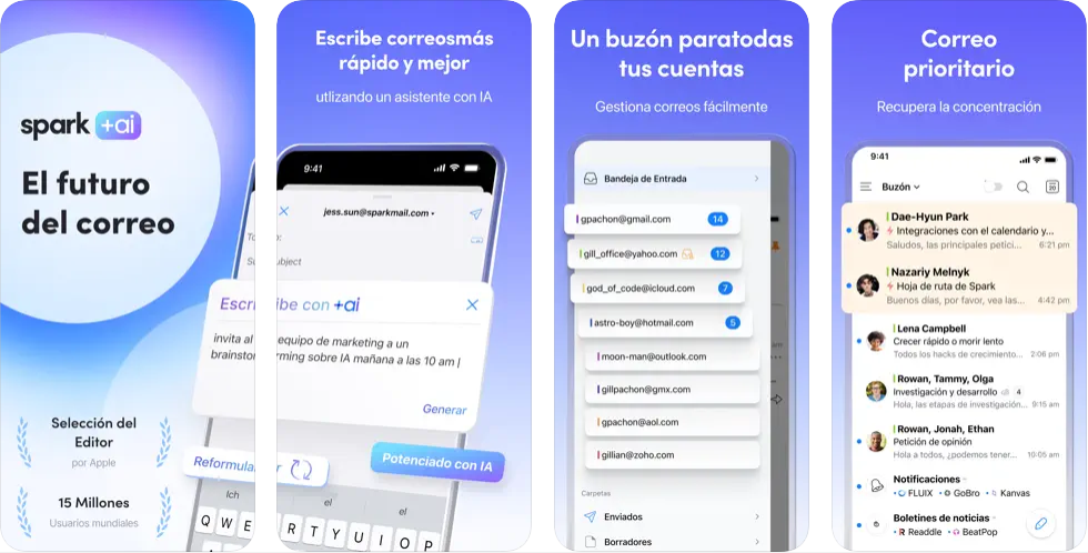 Aplicación Spark Mail en el iPhone