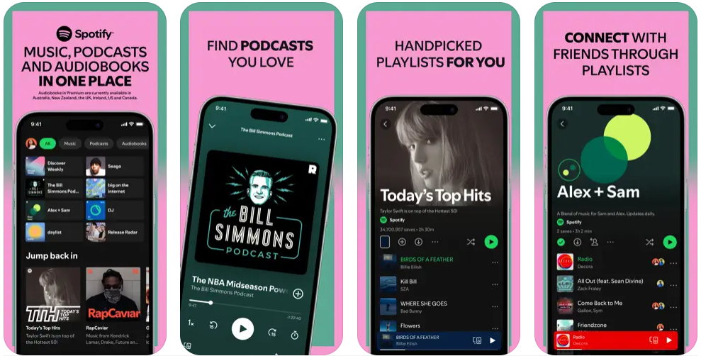 Spotify app screenshots