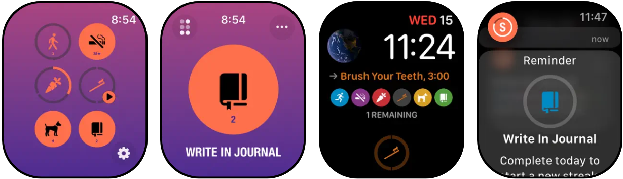 Streaks app de Apple Watch capturas de pantalla