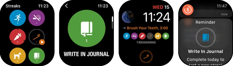 Streaks Apple Watch app capturas de pantalla
