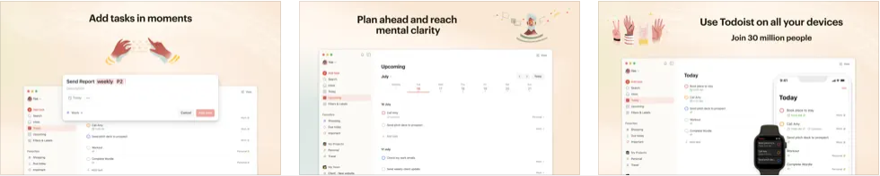 Todoist screenshots on Marc