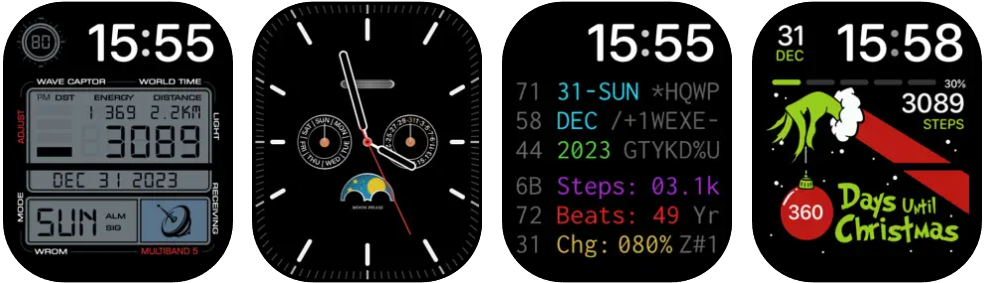 Capturas de pantalla de la app Watch Faces para Apple Watch