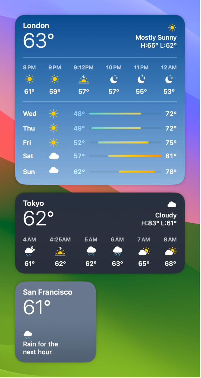 Weather widgets on Mac