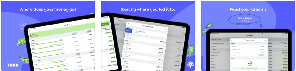 YNAB app for iPad screenshots